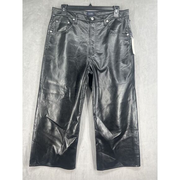 Citizens of Humanity Recycled Leather Gaucho Pants Size 32 Black - Picture 2 of 9